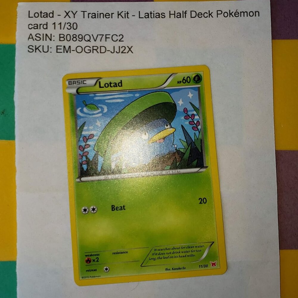 Pokemon Lotad - XY Trainer Kit - Latias Half Deck Pokémon card 11/30